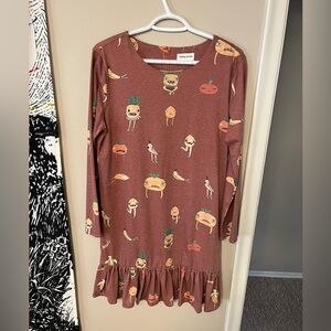 Modcloth Pepaloves Fruit Long Sleeve Dress Size Small